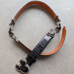 Vintage Disney Mickey Mouse Mock Croc Black Belt
